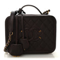 Chanel Iridescent Caviar Quilted Medium CC Filigree Vanity Case Burgundy