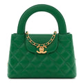 Chanel Shiny Aged Calfskin Quilted Nano Kelly Shopper Green