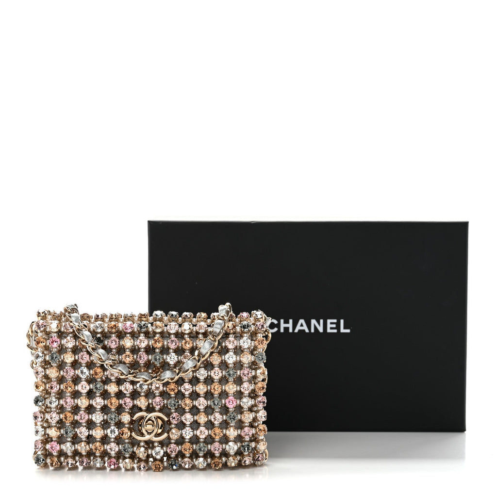 Chanel Metal Pearl Minaudiere CC Mini Evening Bag Multicolor