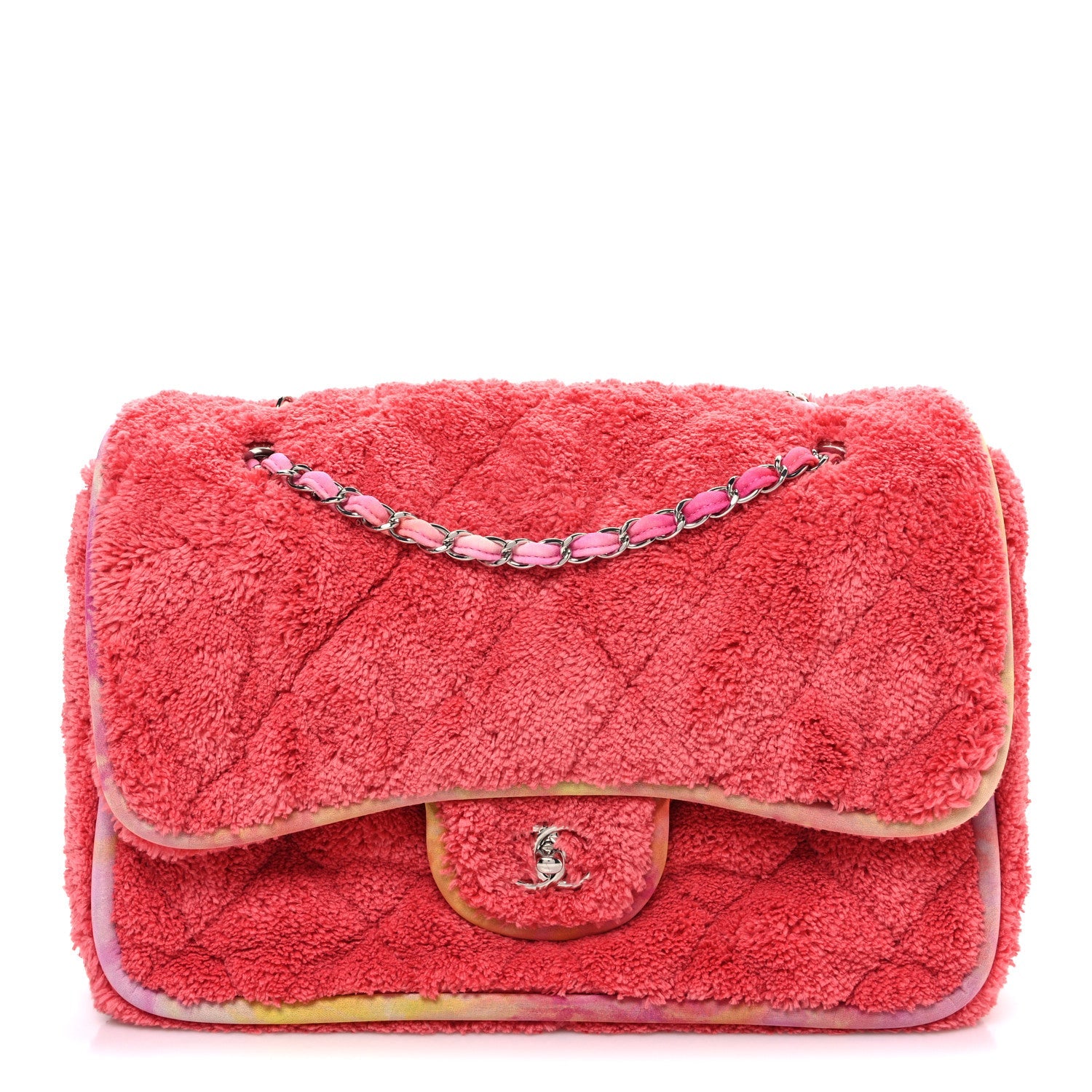 Chanel Mixed Fibers Quilted Large Flap Bag Coral