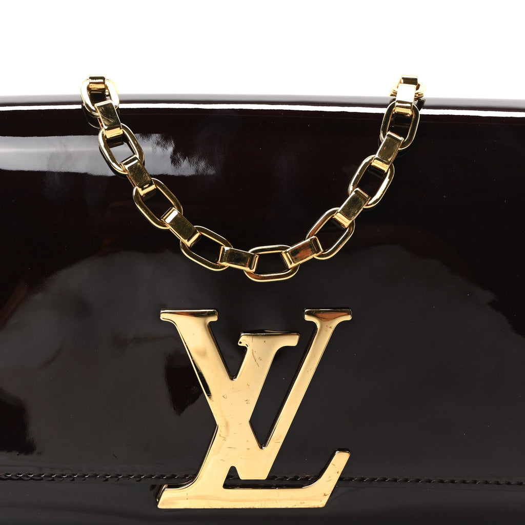 Louis Vuitton Patent Louise GM Chain Clutch Amarante