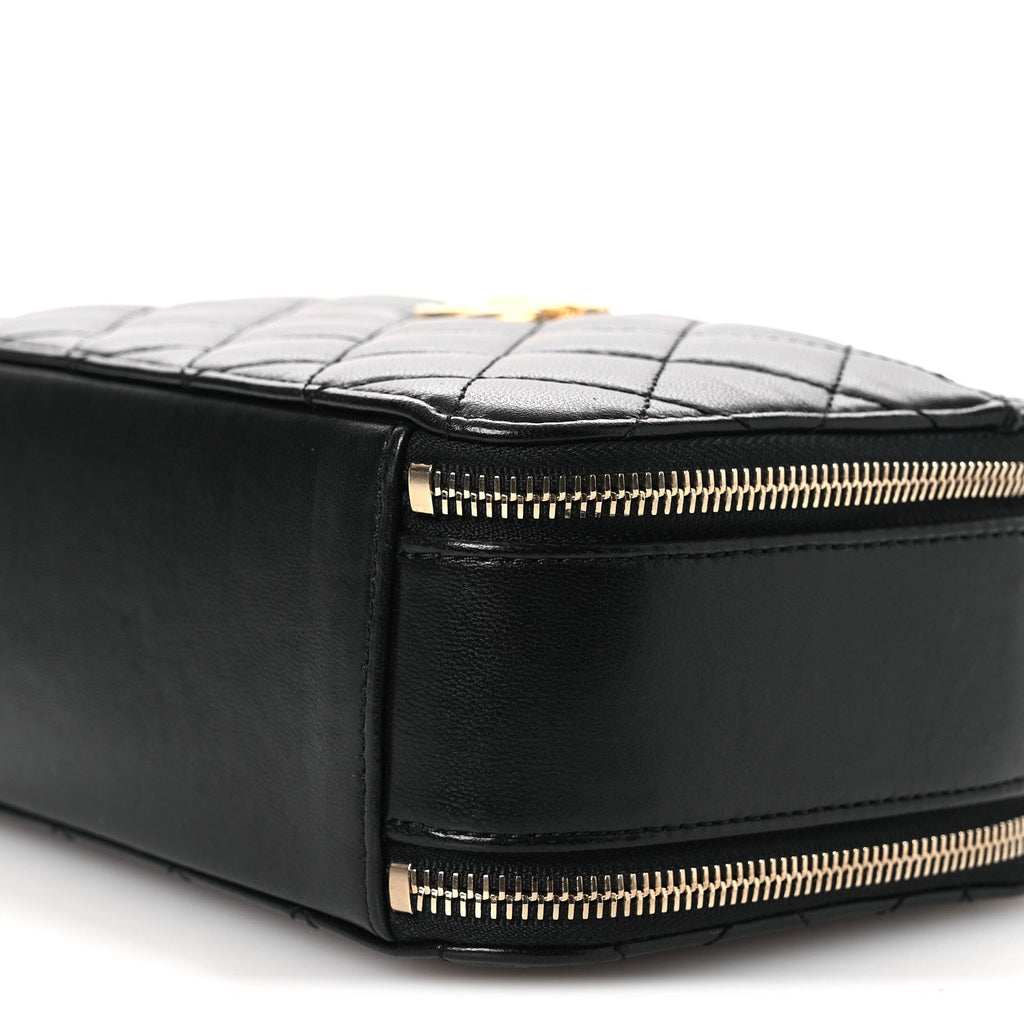Chanel Shiny Calfskin Quilted Small Pick Me Up Vanity Case Black