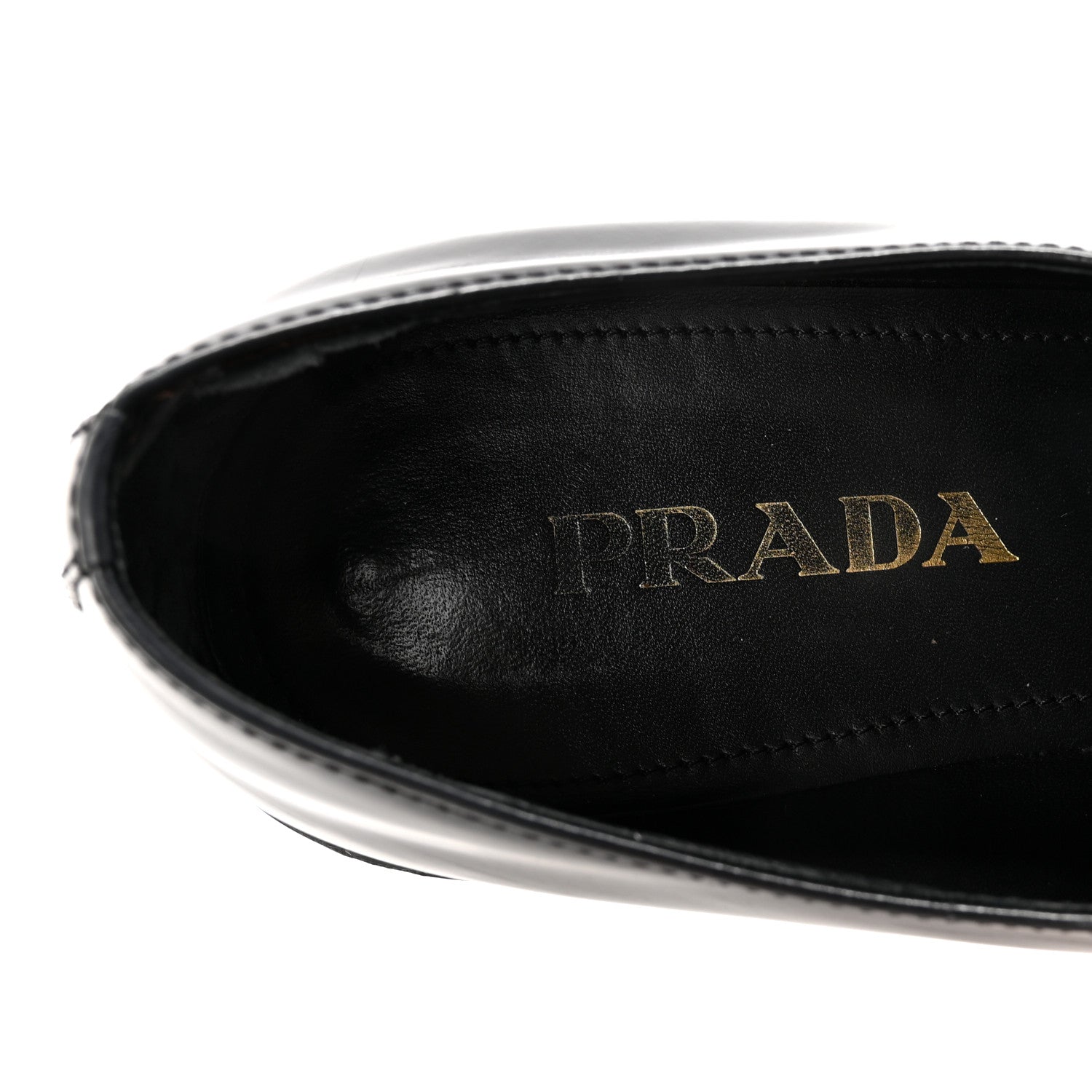 Prada Spazzolato Metal Triangle Logo 50mm Loafers 40 Black