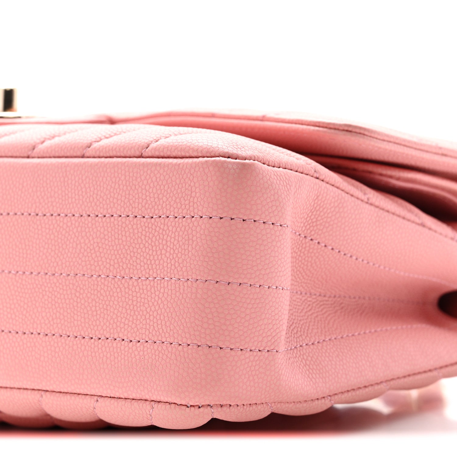 Chanel Caviar Flat Chevron Quilted Medium Double Flap Pink