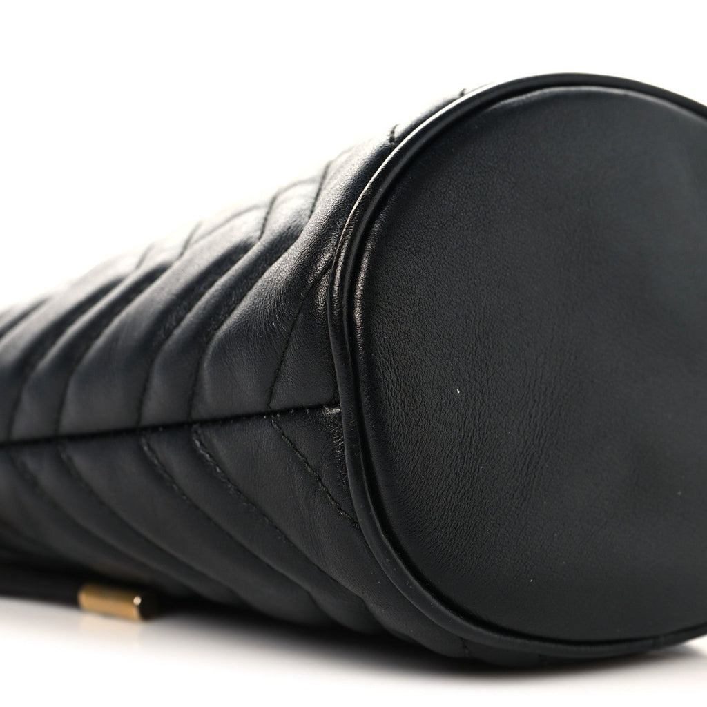 Gucci Calfskin Matelasse Mini GG Marmont 2.0 Bucket Bag Black