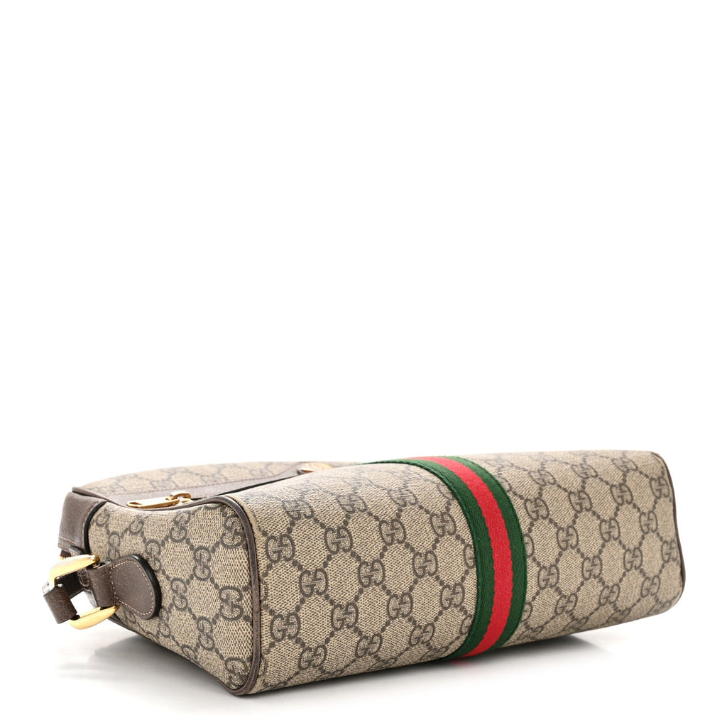 Gucci GG Supreme Monogram Web Small Ophidia Shoulder Bag Brown