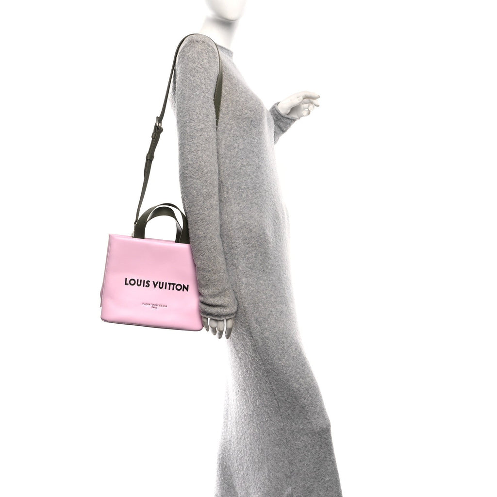 Louis Vuitton Calfskin Mini Shopper Tote Khaki Green Pink