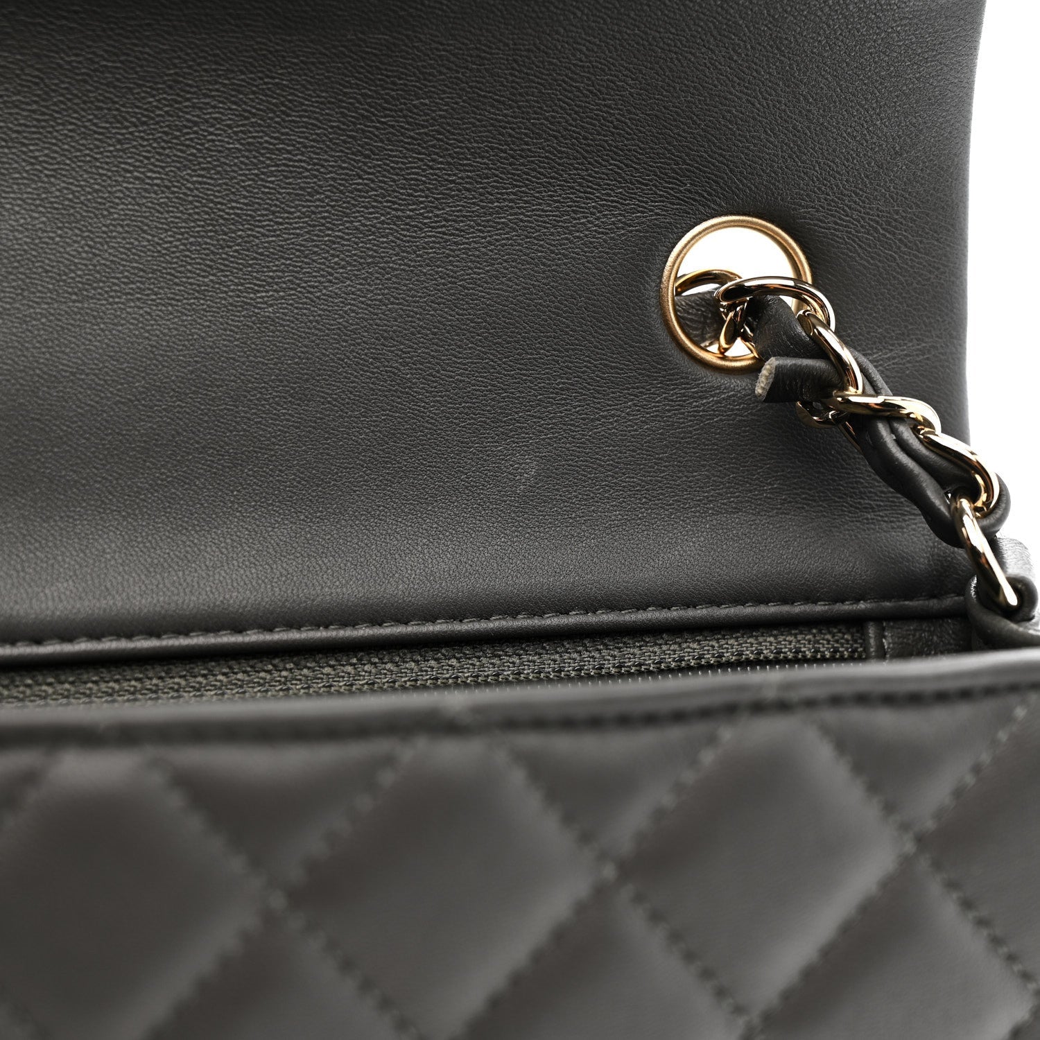 Chanel Lambskin Quilted Mini Rectangular Flap Dark Grey