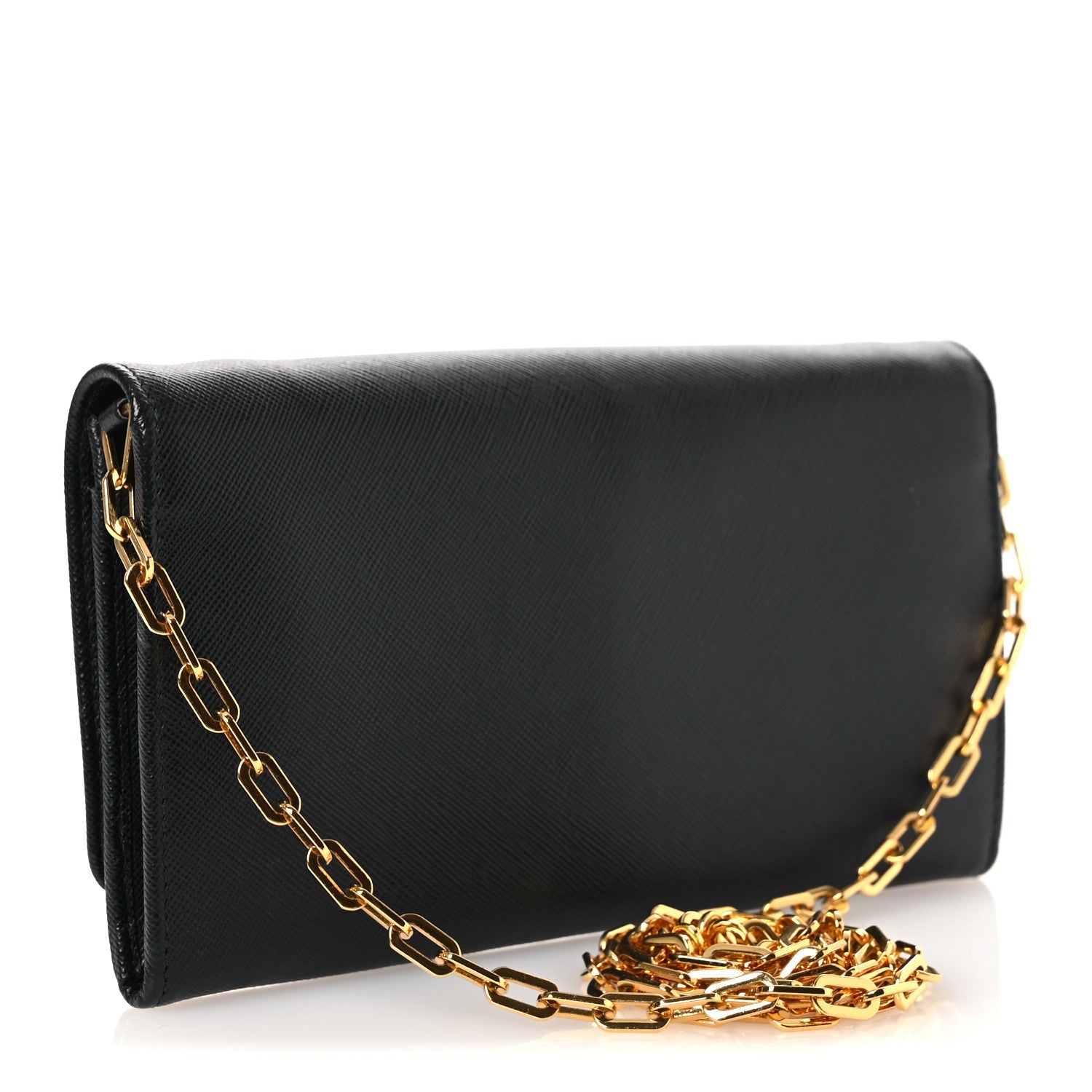 Prada Saffiano Metal Large Chain Wallet Black