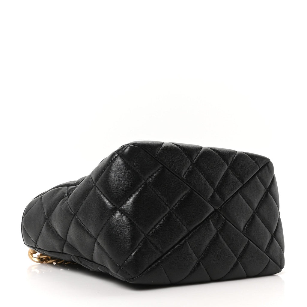 Chanel Lambskin Quilted Small Top Handle Shopping Bag Black