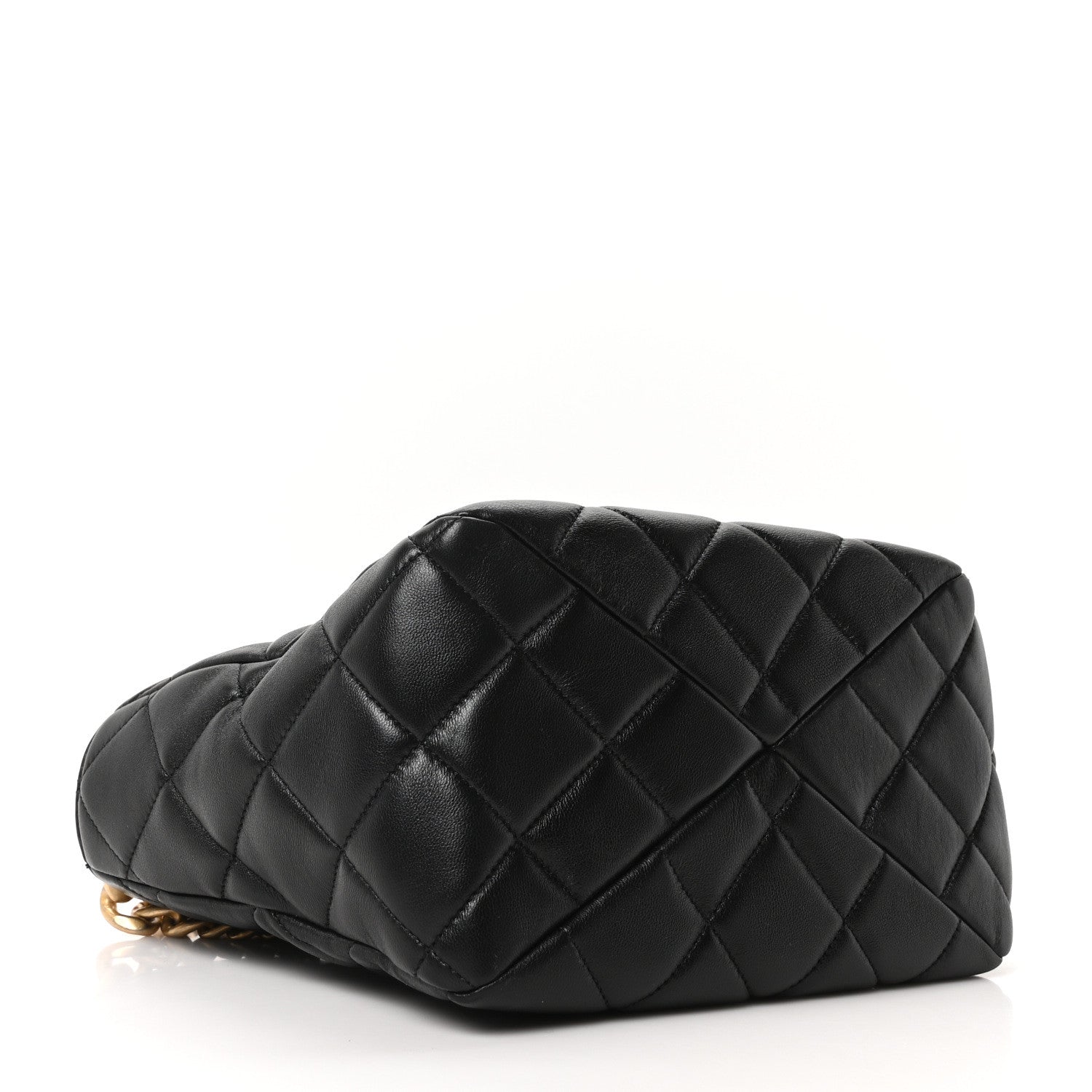 Chanel Lambskin Quilted Small Top Handle Shopping Bag Black