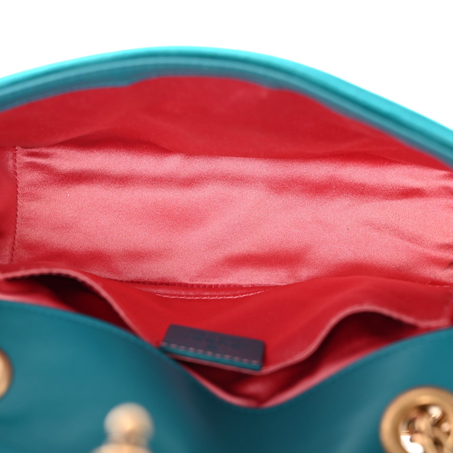 Gucci Velvet Matelasse Mini GG Marmont Shoulder Bag Pavone Cyan