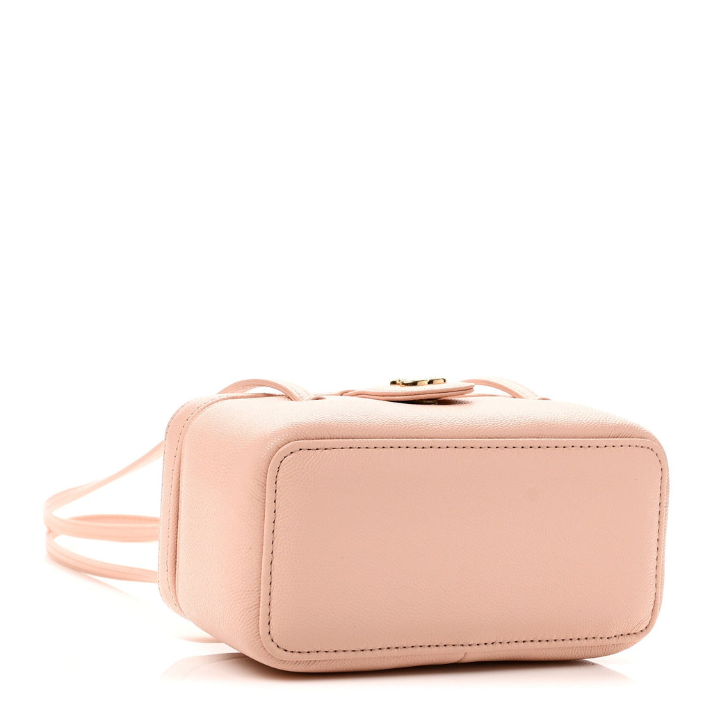Chanel Shiny Caviar Preppy Coco Long Vanity With Strap Light Pink