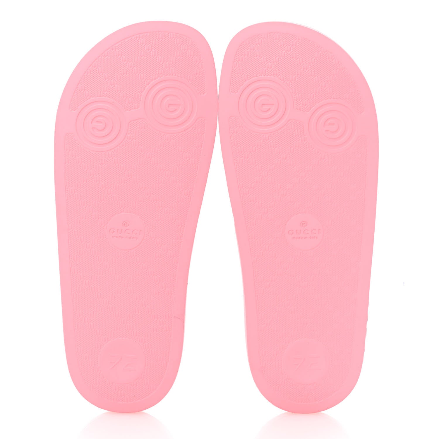 Gucci Rubber GG Monogram Perforated Womens Slide Sandals 36 Rose Box