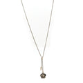 Enamel Crystal Pearl CC Camellia Drop Necklace Gold Black
