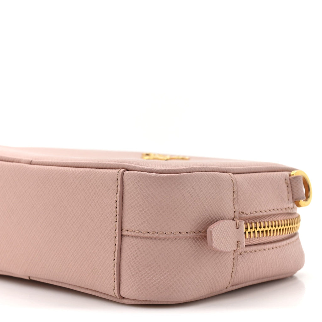 Prada Saffiano Lux Mini Camera Crossbody Bag Orchidea