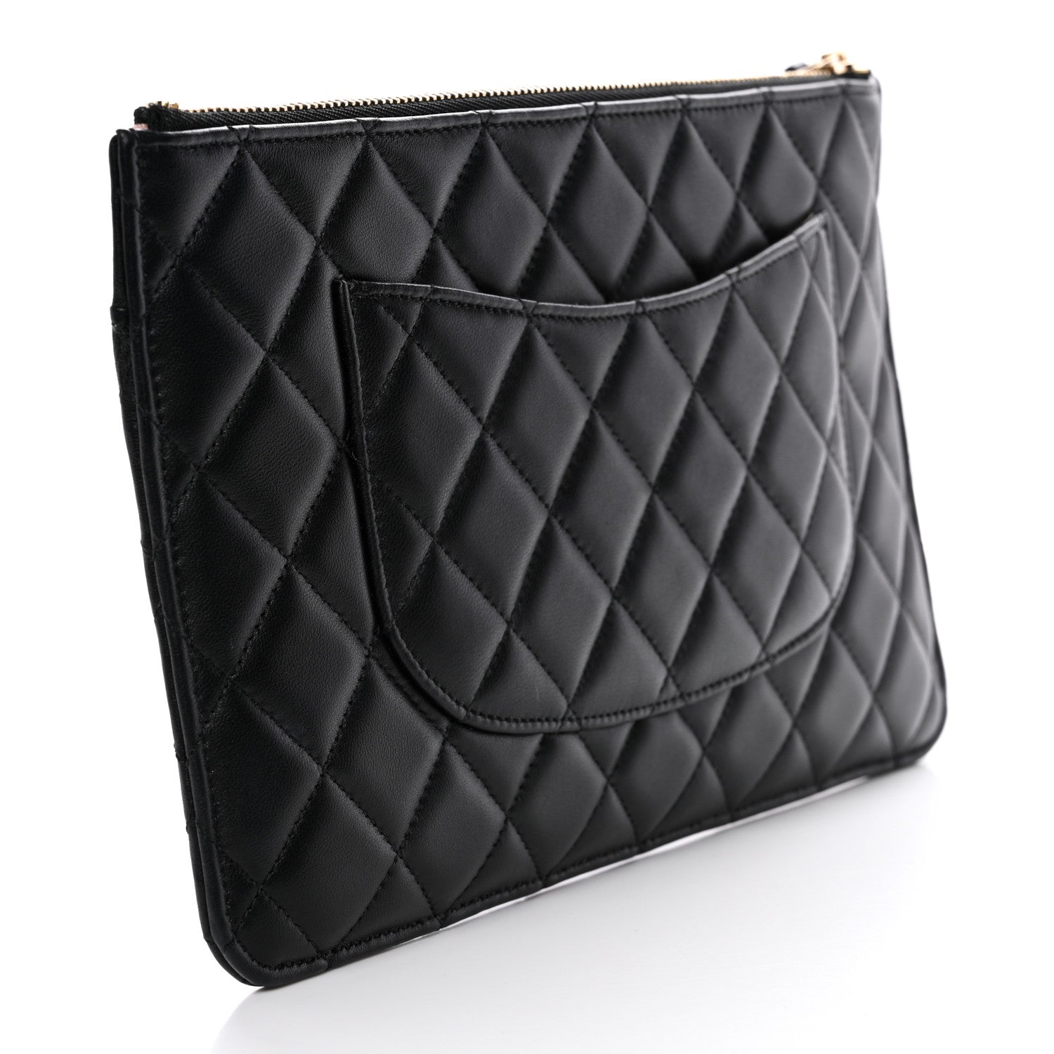 Lambskin Quilted Sunset Boulevard Pouch Case Black Pink