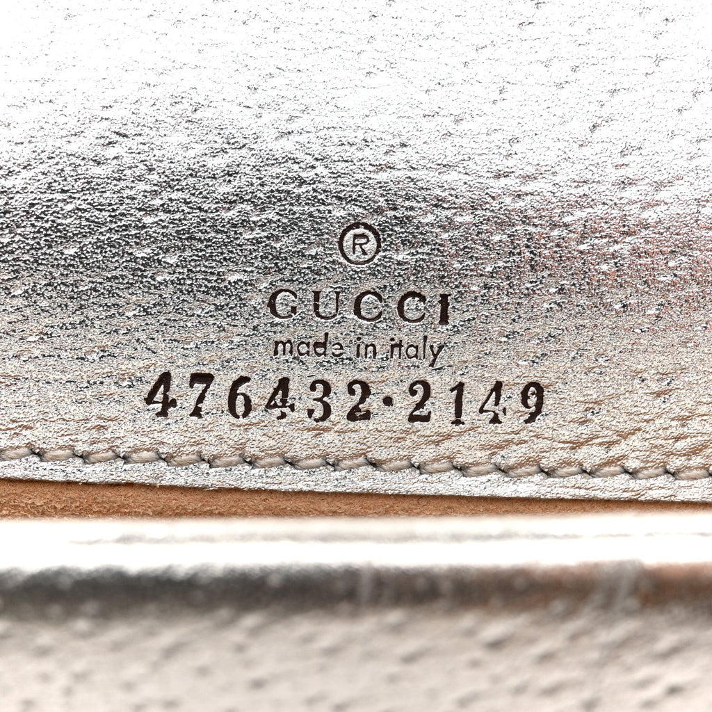 Gucci Metallic Calfskin Super Mini Dionysus Shoulder Bag Silver