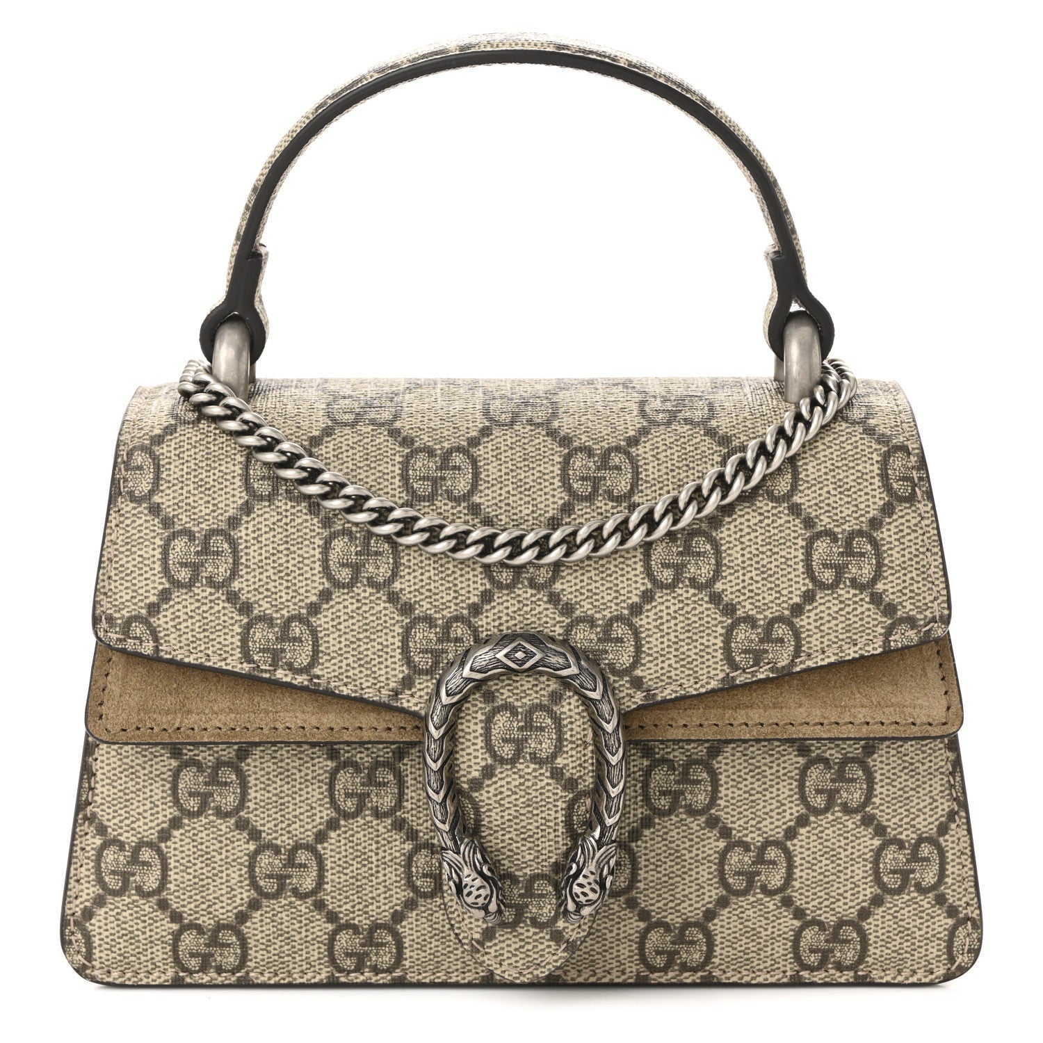 Gucci GG Supreme Monogram Mini Dionysus Top Handle Bag Taupe