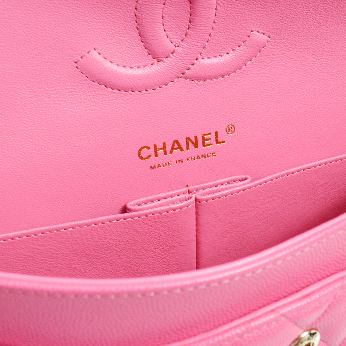 Chanel 2019 Pink Caviar Medium Classic Double Flap Shoulder Bag