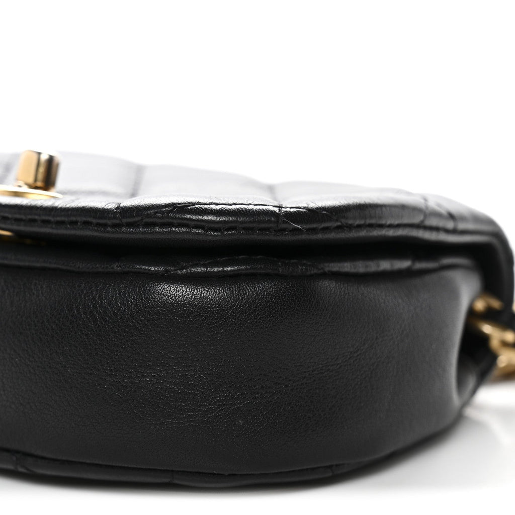 Chanel Calfskin Quilted Mini Coco Mail Clutch With Chain Black