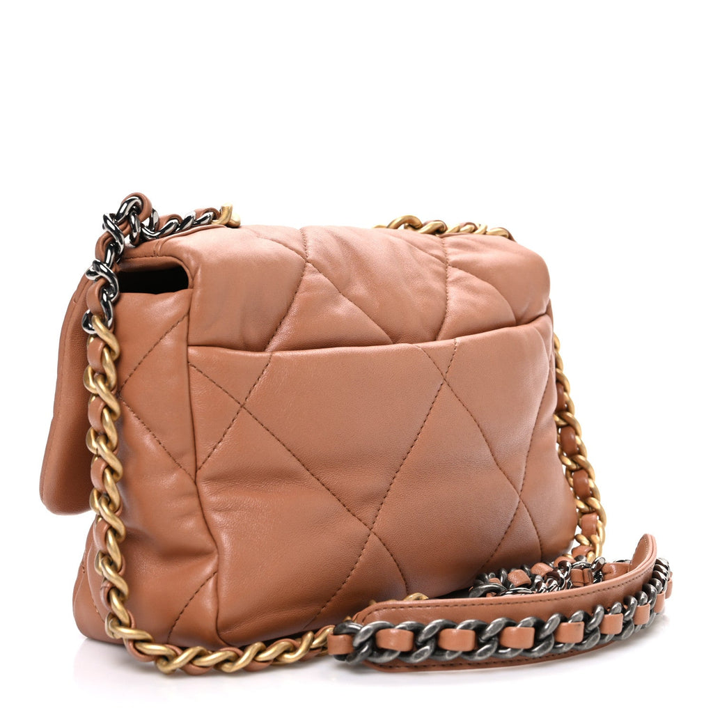 Chanel Lambskin Quilted Medium Chanel 19 Flap Brown