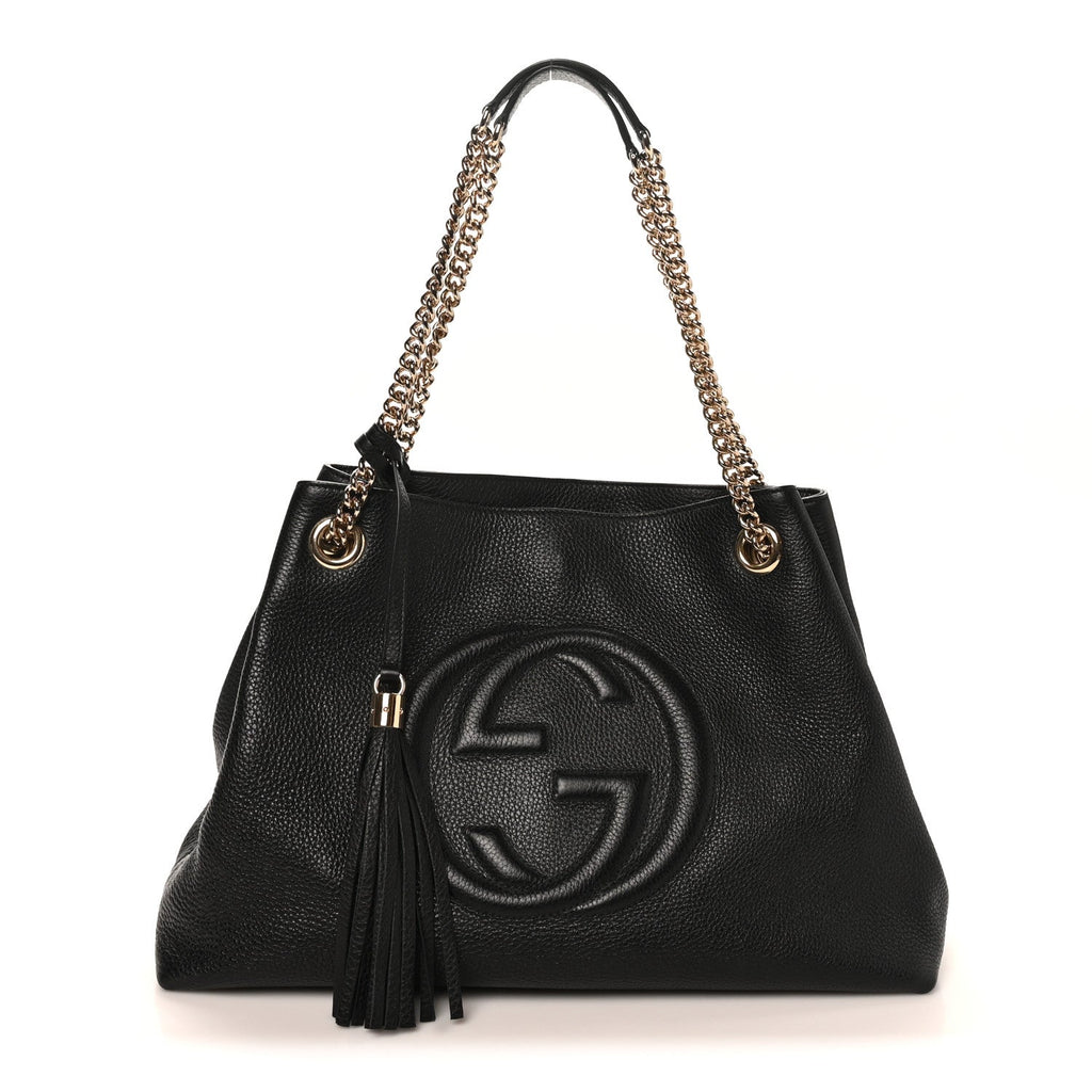 Gucci Pebbled Calfskin Medium Soho Chain Shoulder Bag Black