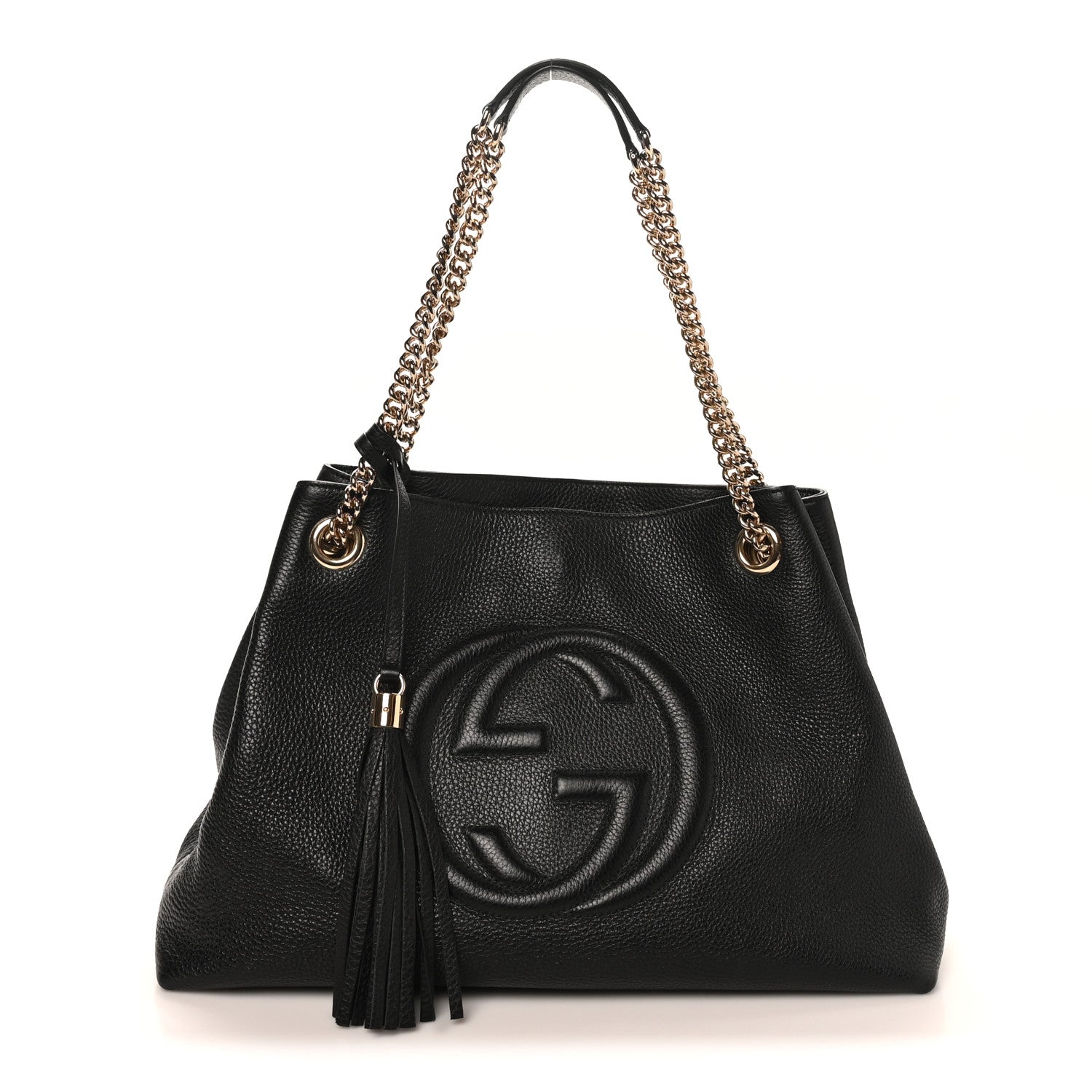 Gucci Pebbled Calfskin Medium Soho Chain Shoulder Bag Black