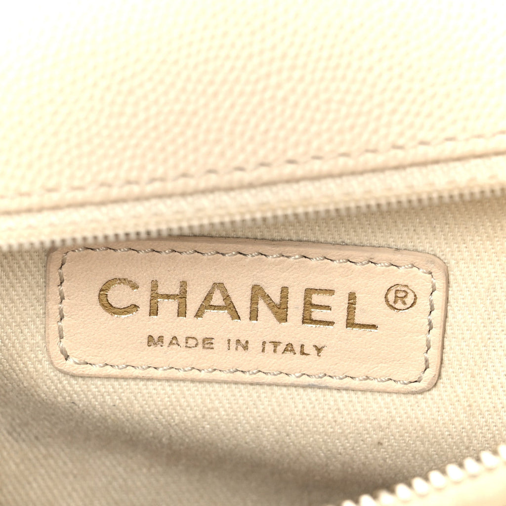 Chanel Caviar Lizard Embossed Chevron Quilted Small Coco Handle Flap Beige