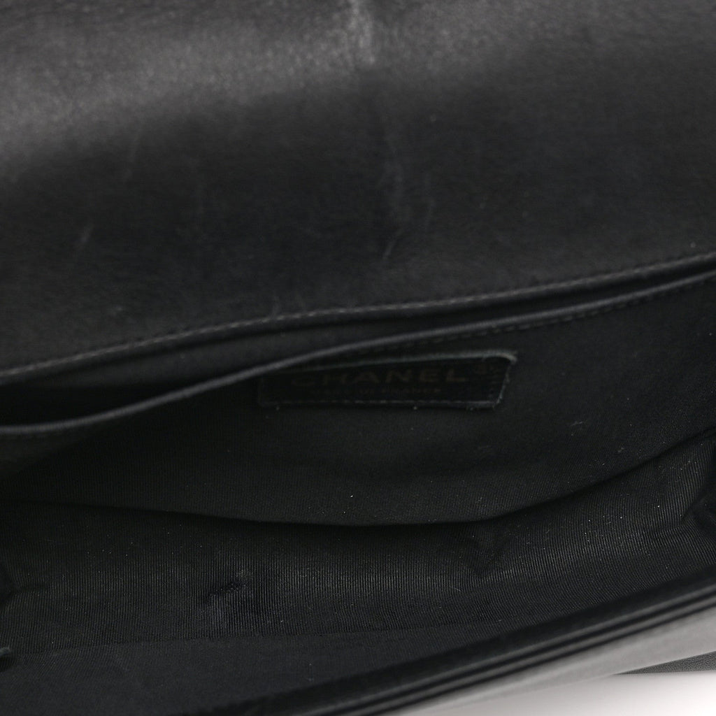 Chanel Metallic Crumpled Goatskin Medium Boy Flap Black Gold
