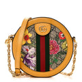 Gucci GG Supreme Monogram Flora Web Mini Ophidia Round Shoulder Bag Beige Multicolor Crop