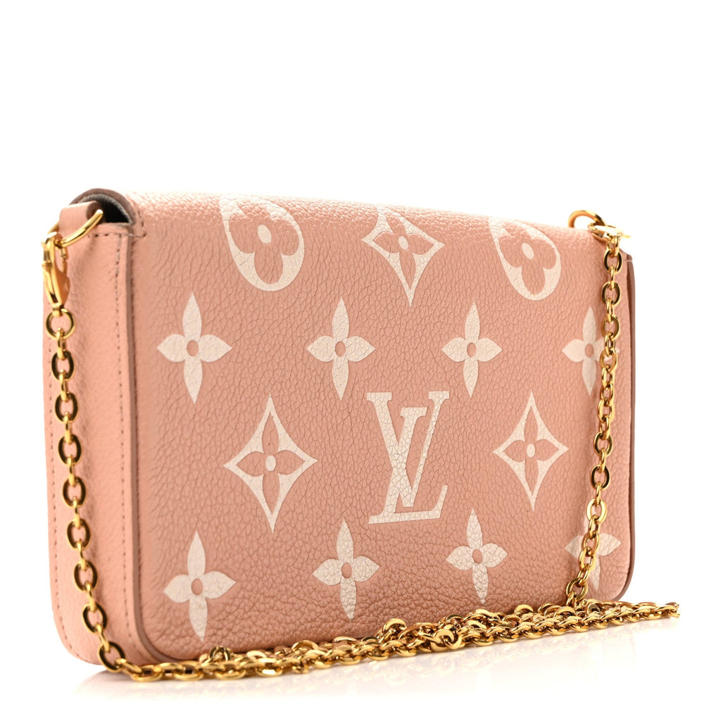 Louis Vuitton Empreinte Monogram Giant Felicie Pochette Chain Wallet Rose Trianon Creme