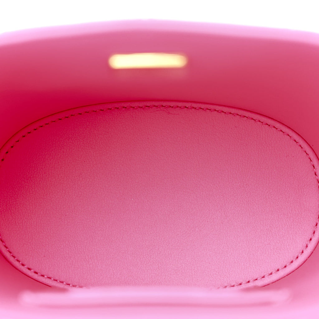 Chanel Patent Quilted CC Vani-Tea Case With Chain Neon Pink