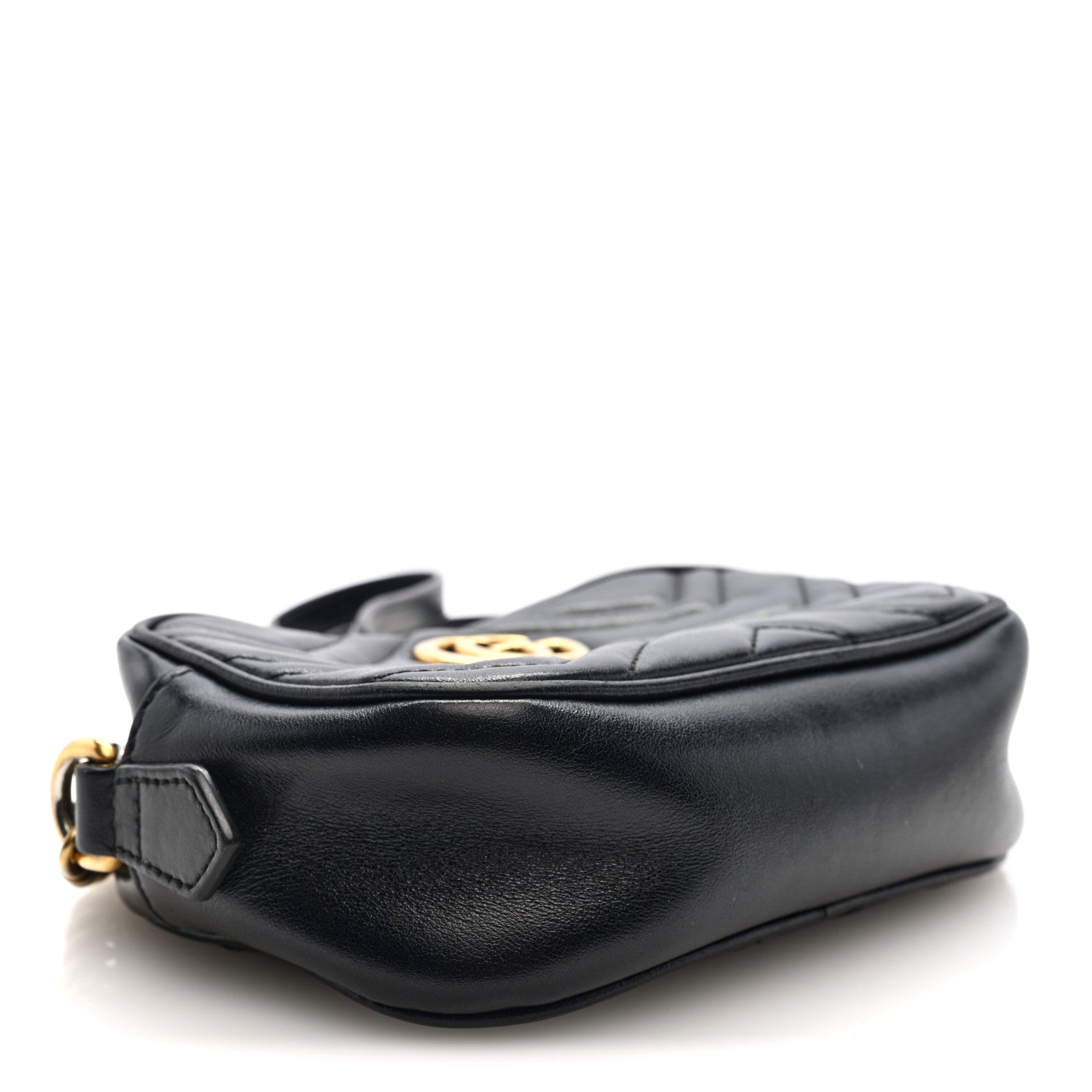 Gucci Calfskin Matelasse Mini GG Marmont Chain Shoulder Bag Black