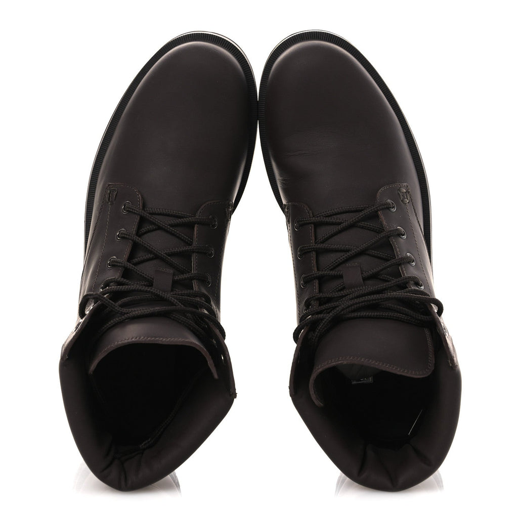 Gucci Rubberized Mens Lace Up Ankle Boots 9.5 Brown