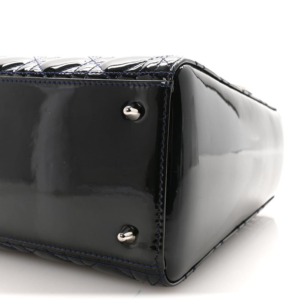 Christian Dior Patent Cannage Medium Lady Dior Navy Blue