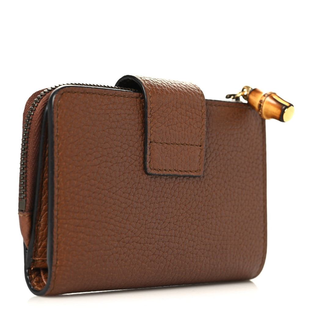 Gucci Piuma Calfskin Medium Bamboo Double G Wallet Cuir