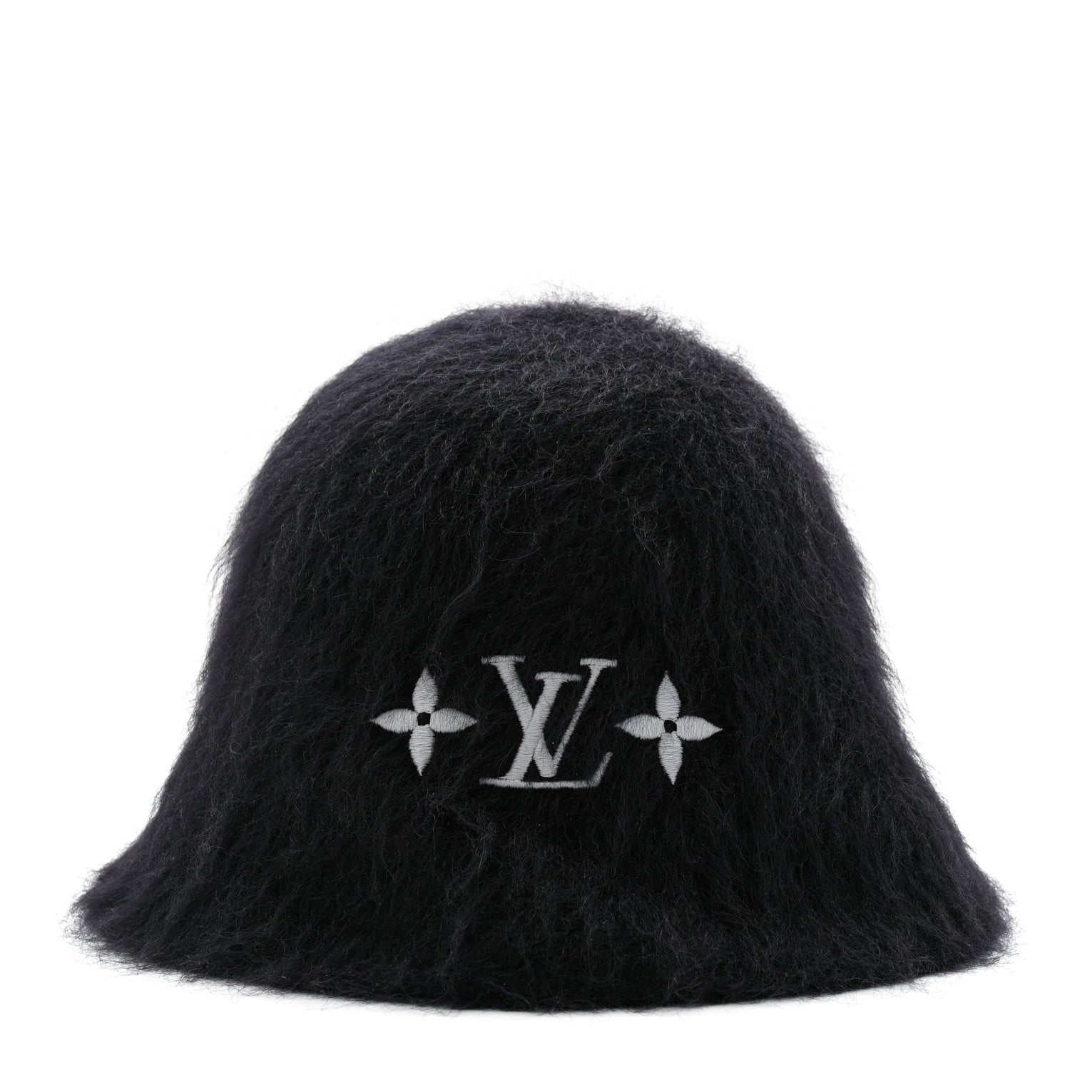Louis Vuitton Mohair Wool LV Fluffy Hat Black