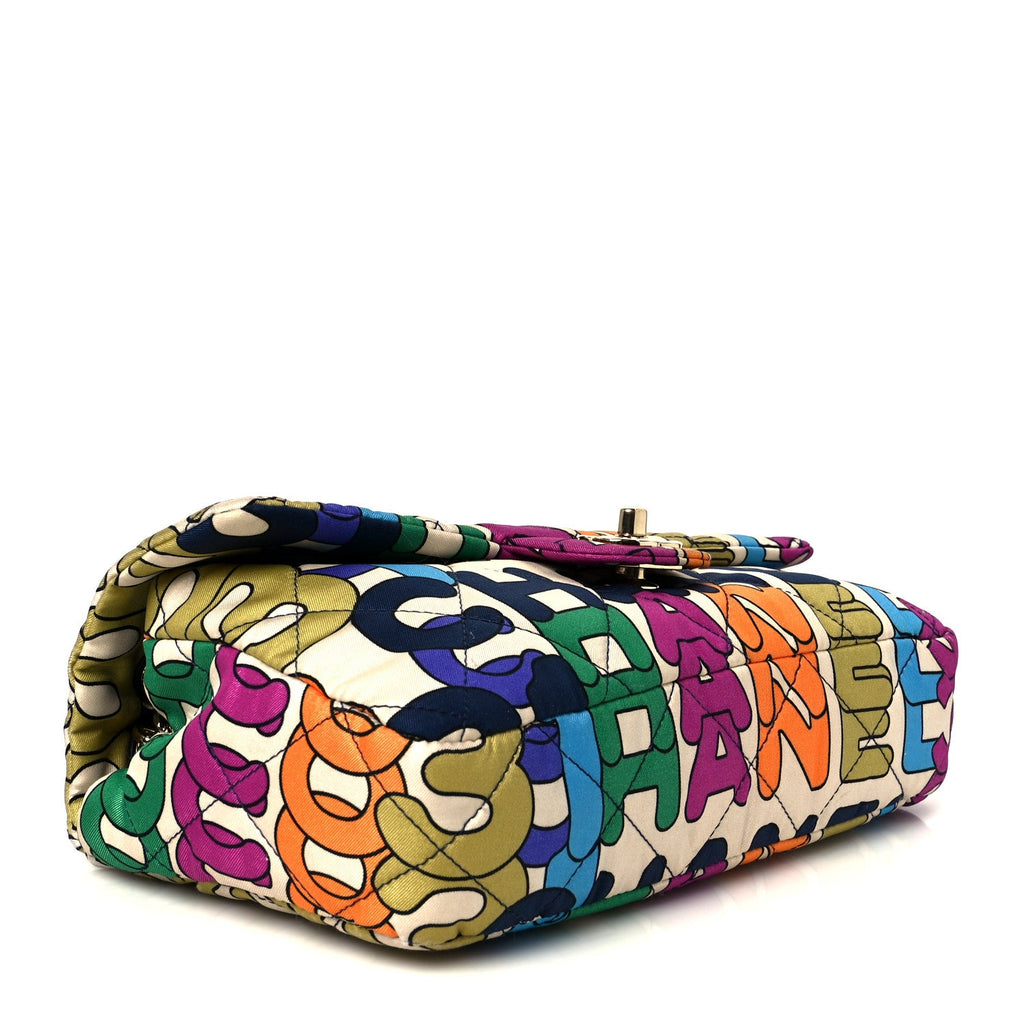 Chanel Printed Fabric Quilted Logo Single Flap Bag Multicolor