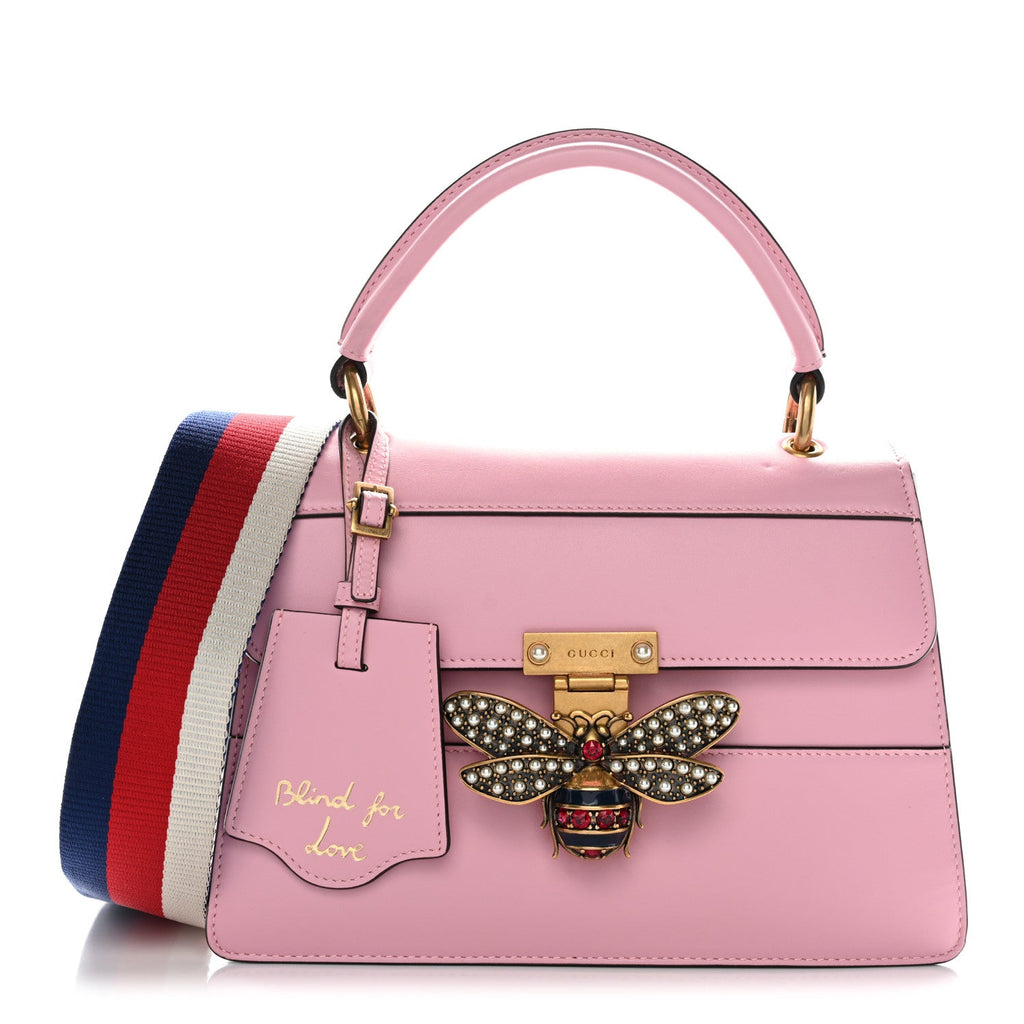 Gucci Calfskin Sylvie Web Small Queen Margaret Top Handle Bag Sugar Pink