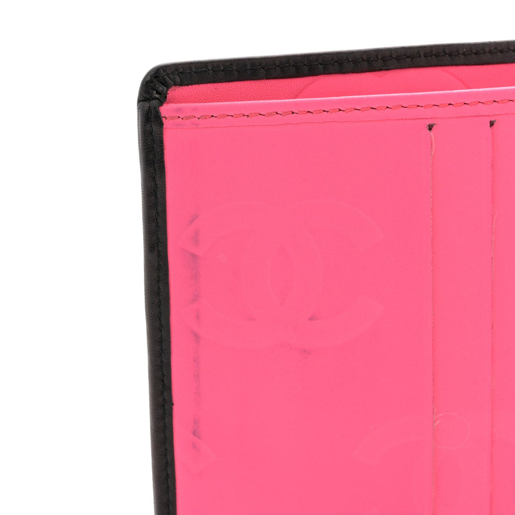 Calfskin Quilted Cambon Bi-fold Wallet Black White
