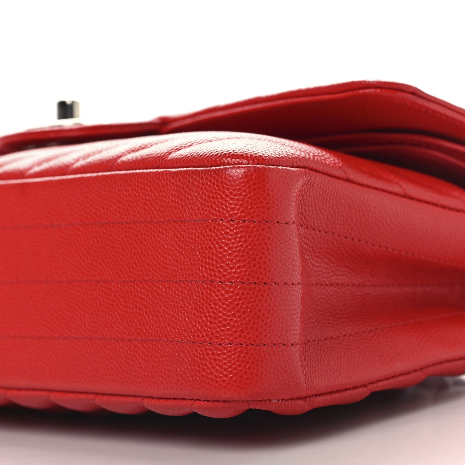 Chanel Caviar Chevron Quilted Medium Double Flap Red