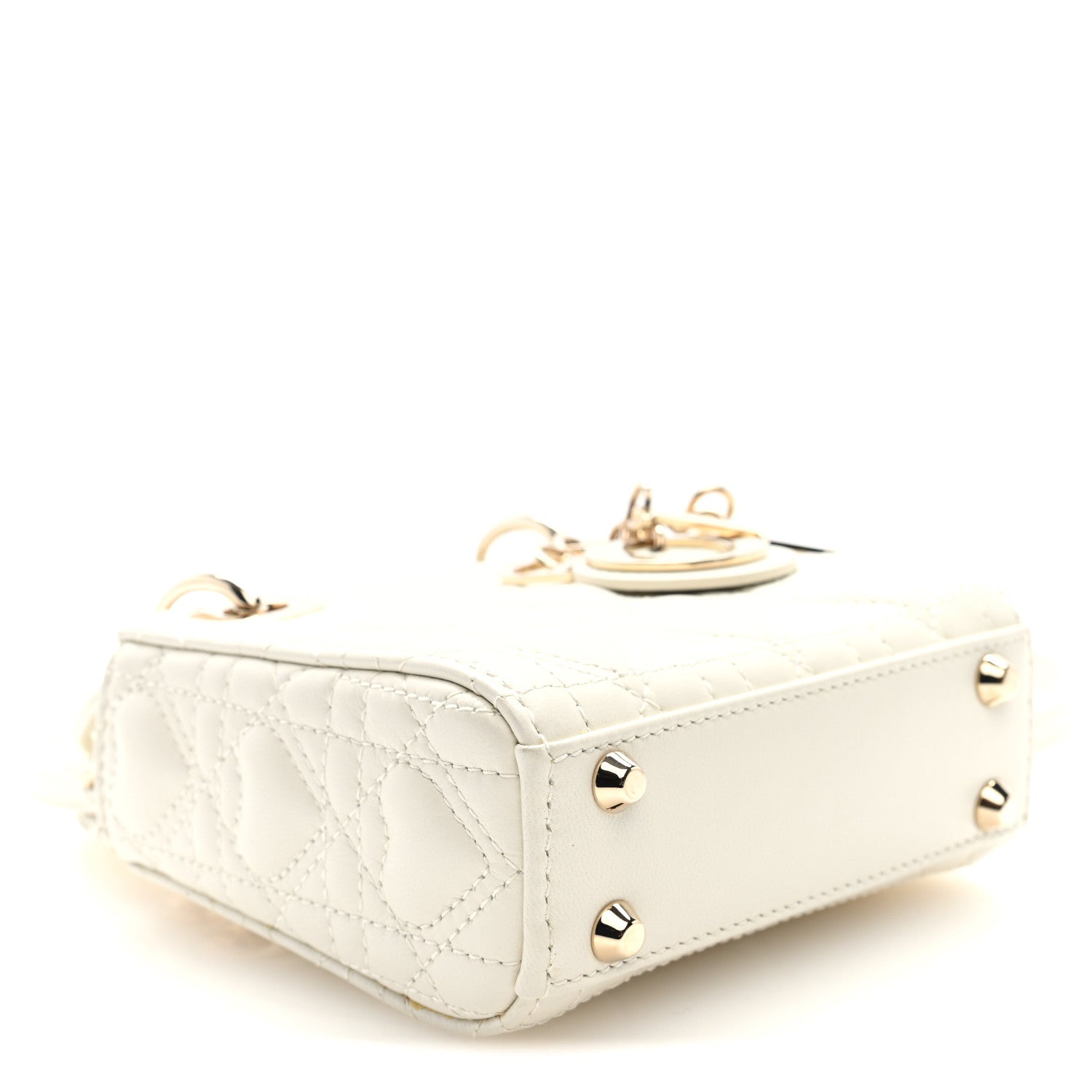 Christian Dior Calfskin Cannage Dioramour Micro Lady Dior Dior White