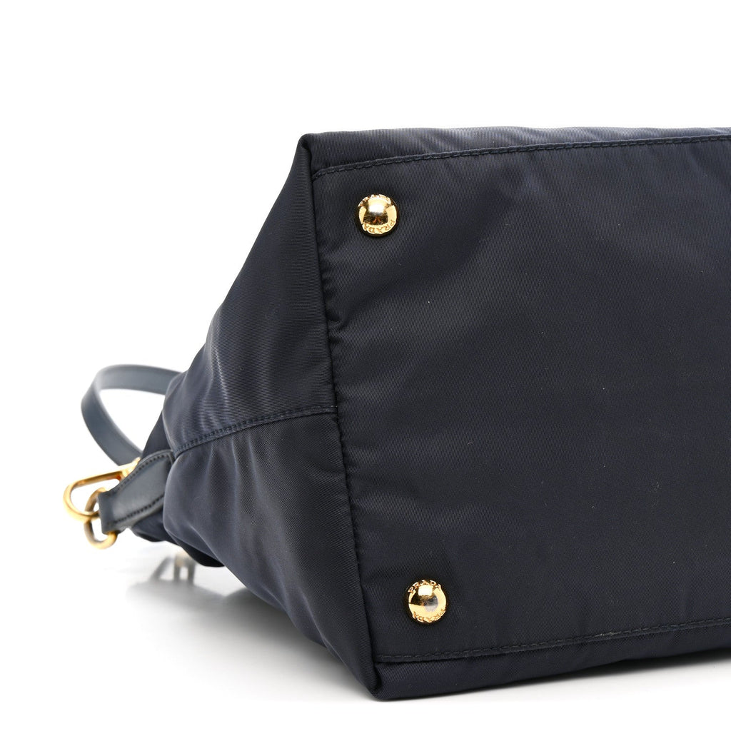 Prada Tessuto Nylon Saffiano Shopping Tote Navy