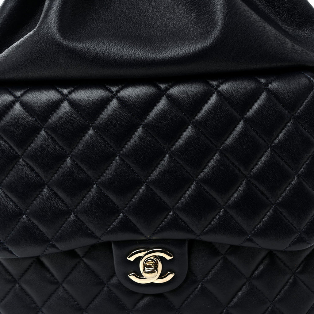Chanel Lambskin Quilted Large In Seoul Backpack Navy