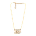 Chanel x Pharrell Williams Pearl Crystal CC Necklace Gold White