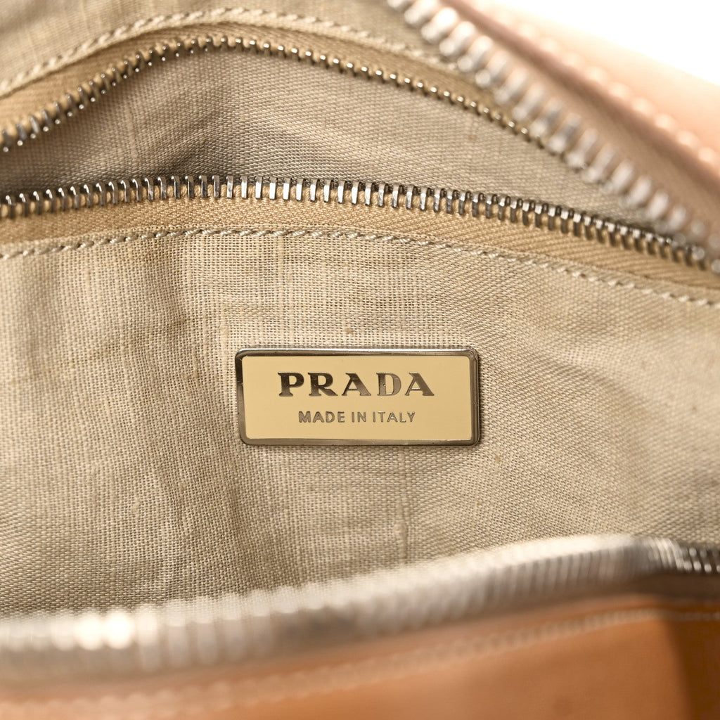 Prada Soft Calf Top Handle Satchel Brown