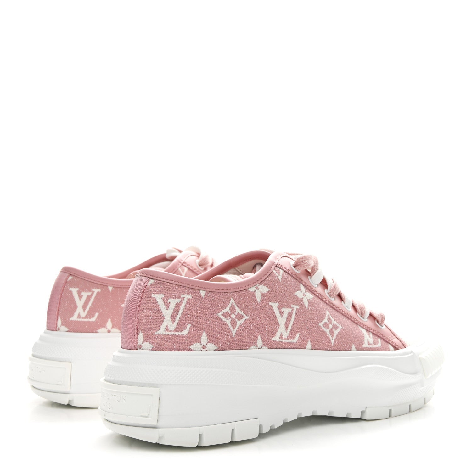 Louis Vuitton Denim Monogram Squad Sneakers 38.5 Pink