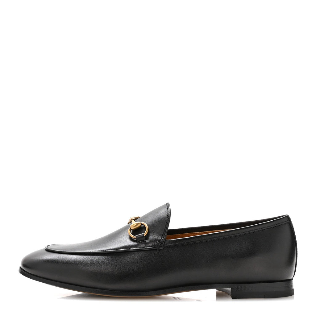 Gucci Calfskin Womens Jordaan Loafers 38.5 Black