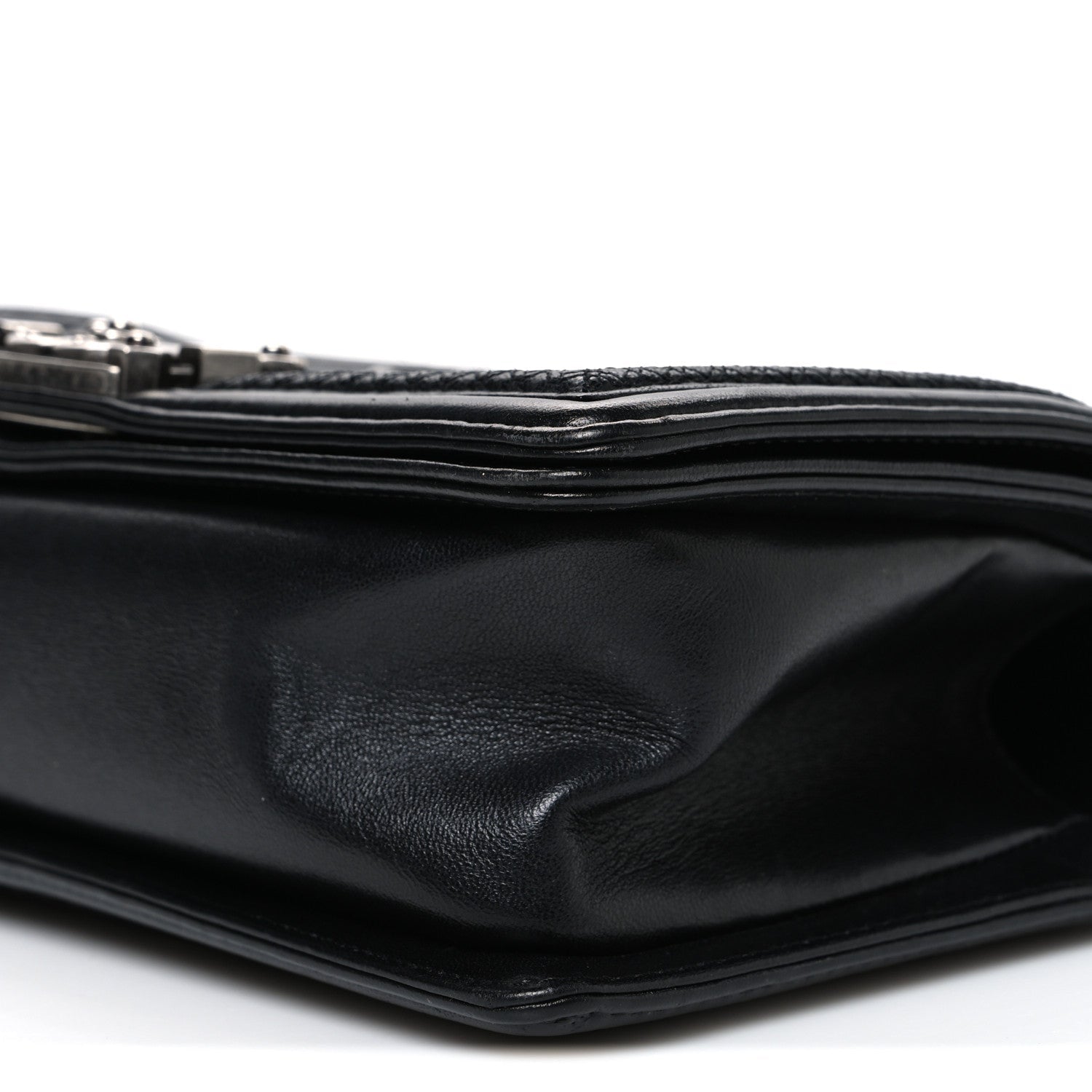 Chanel Lambskin Stitched Medium Boy Flap Black